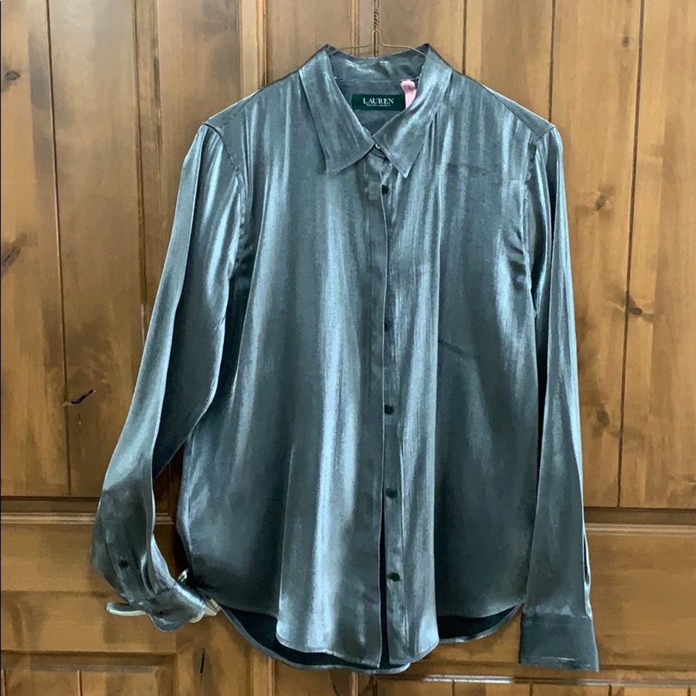 Silver button down
